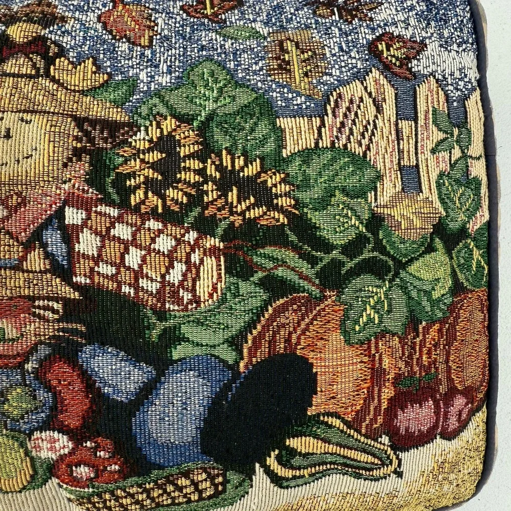 Happy‎ harvest Tapestry Throw Pillow Scarecrow Sunflowers Checkered Back Country